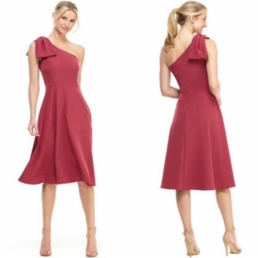 NWOT Gal Meets Glam one shoulder Bow cocktail Dress